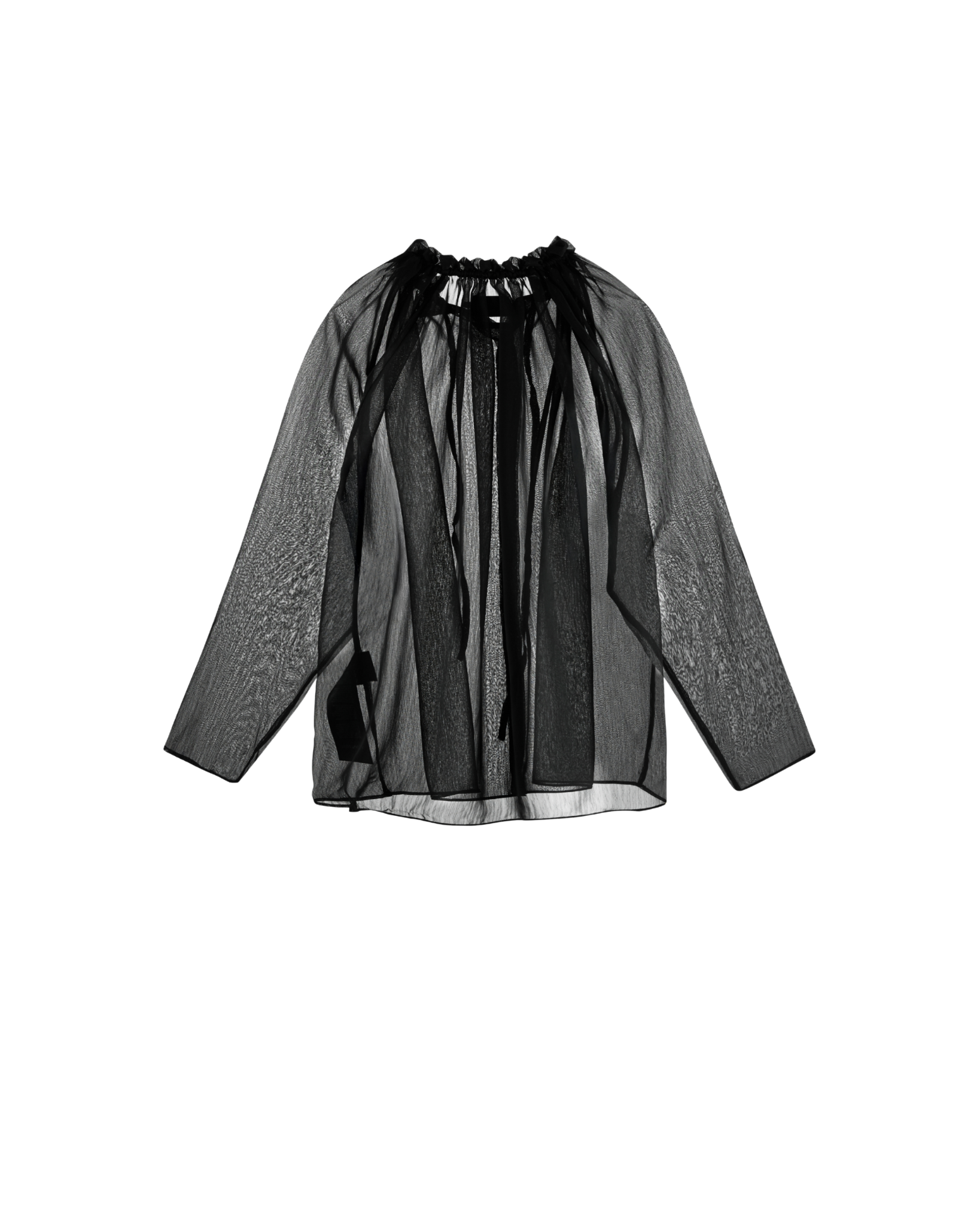 AIRY SEE-THRU SHIRT - Black