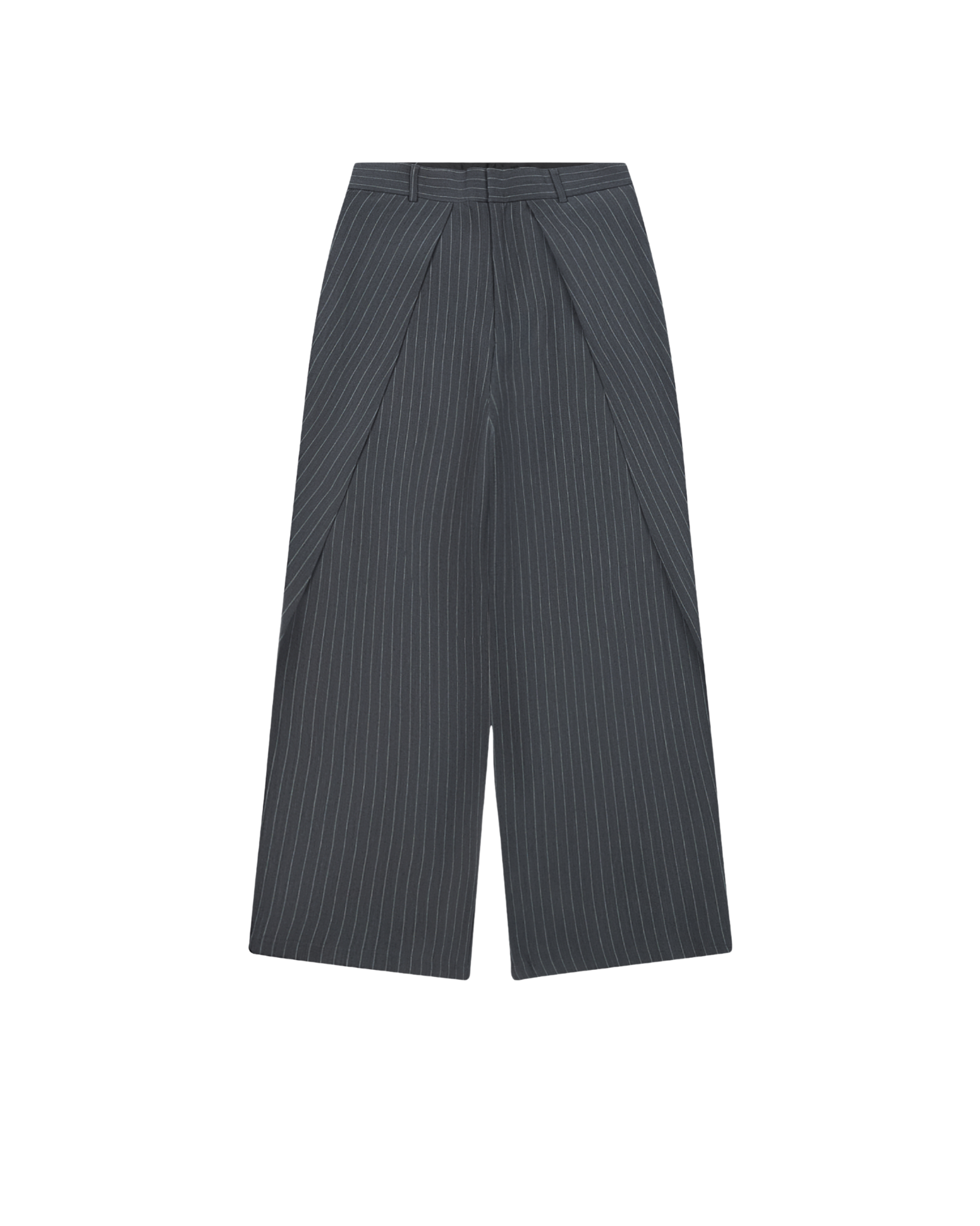 ROLLING WIDE-LEG TROUSERS - Striped Grey