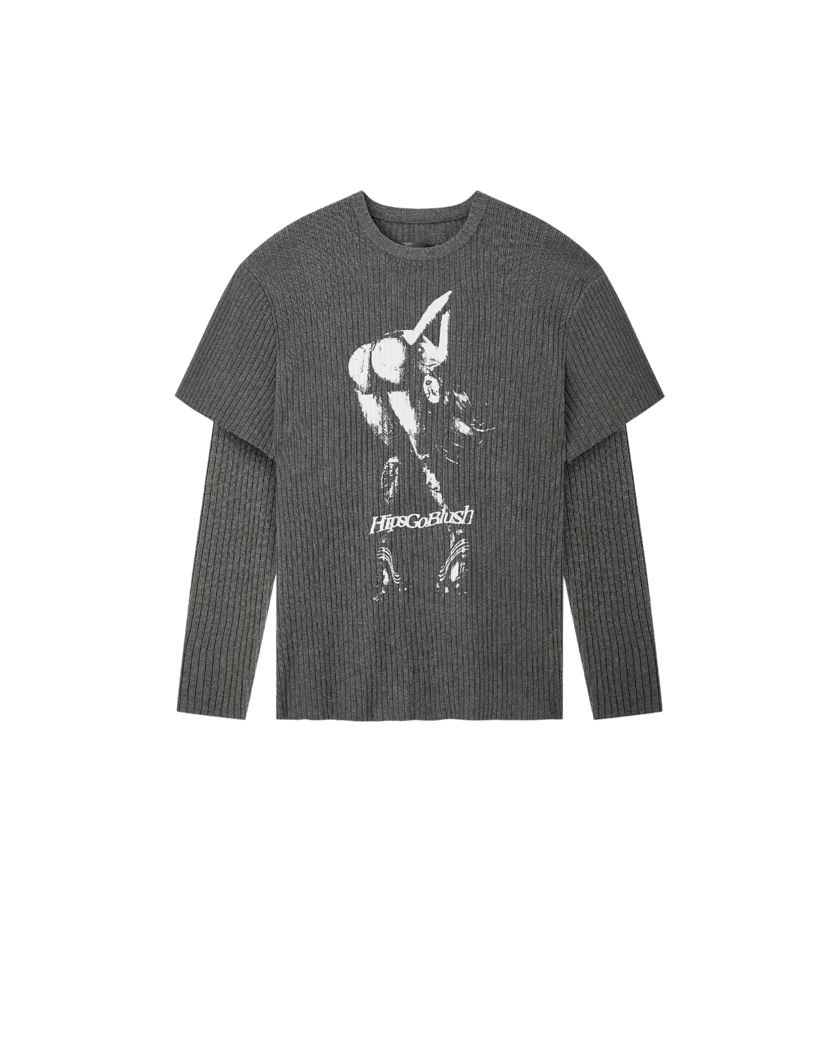 HIPSIDE DOUBLE SLEEVE KNIT TEE