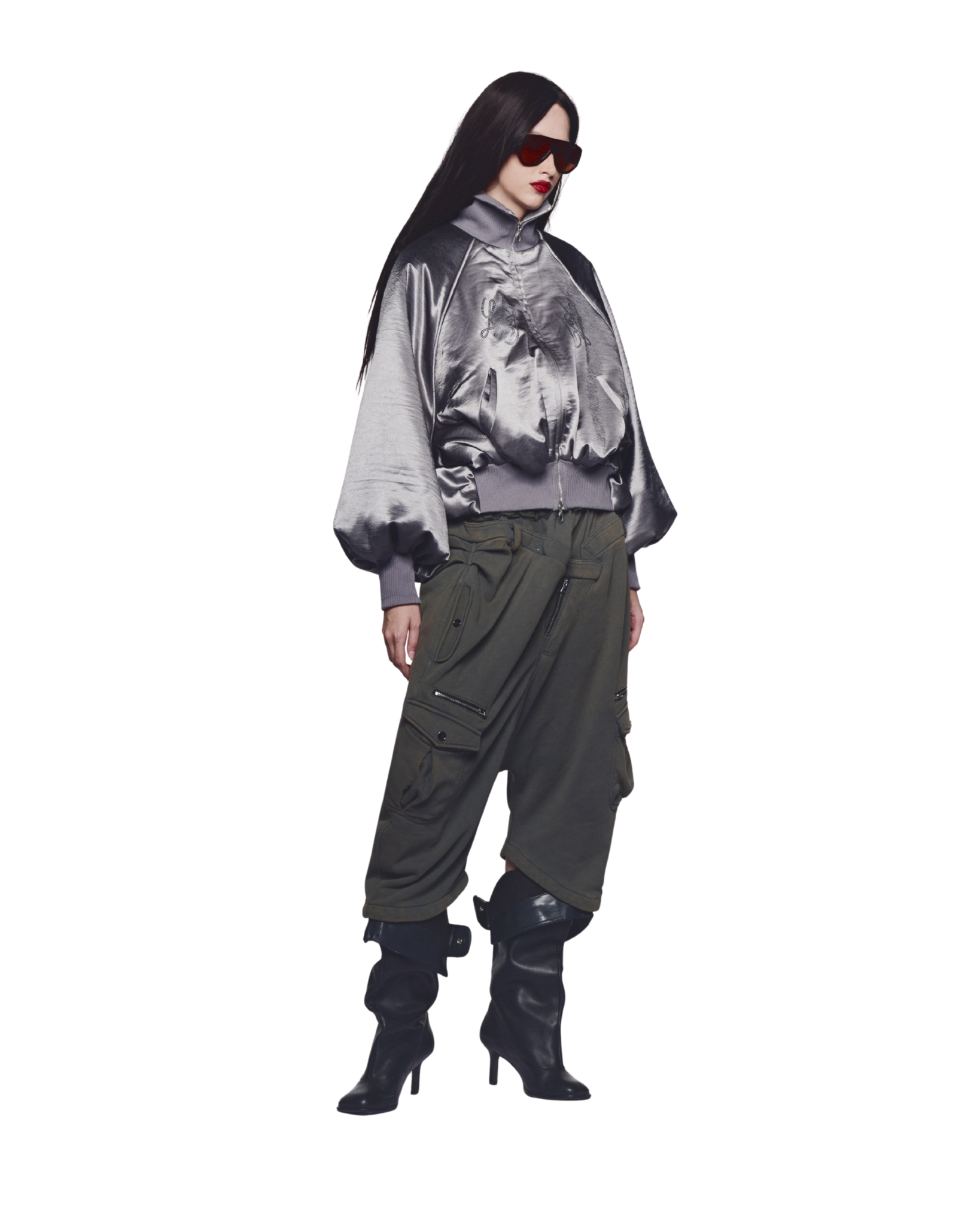 ALL FOR FUN BOMBER JACKET - Satin Silver