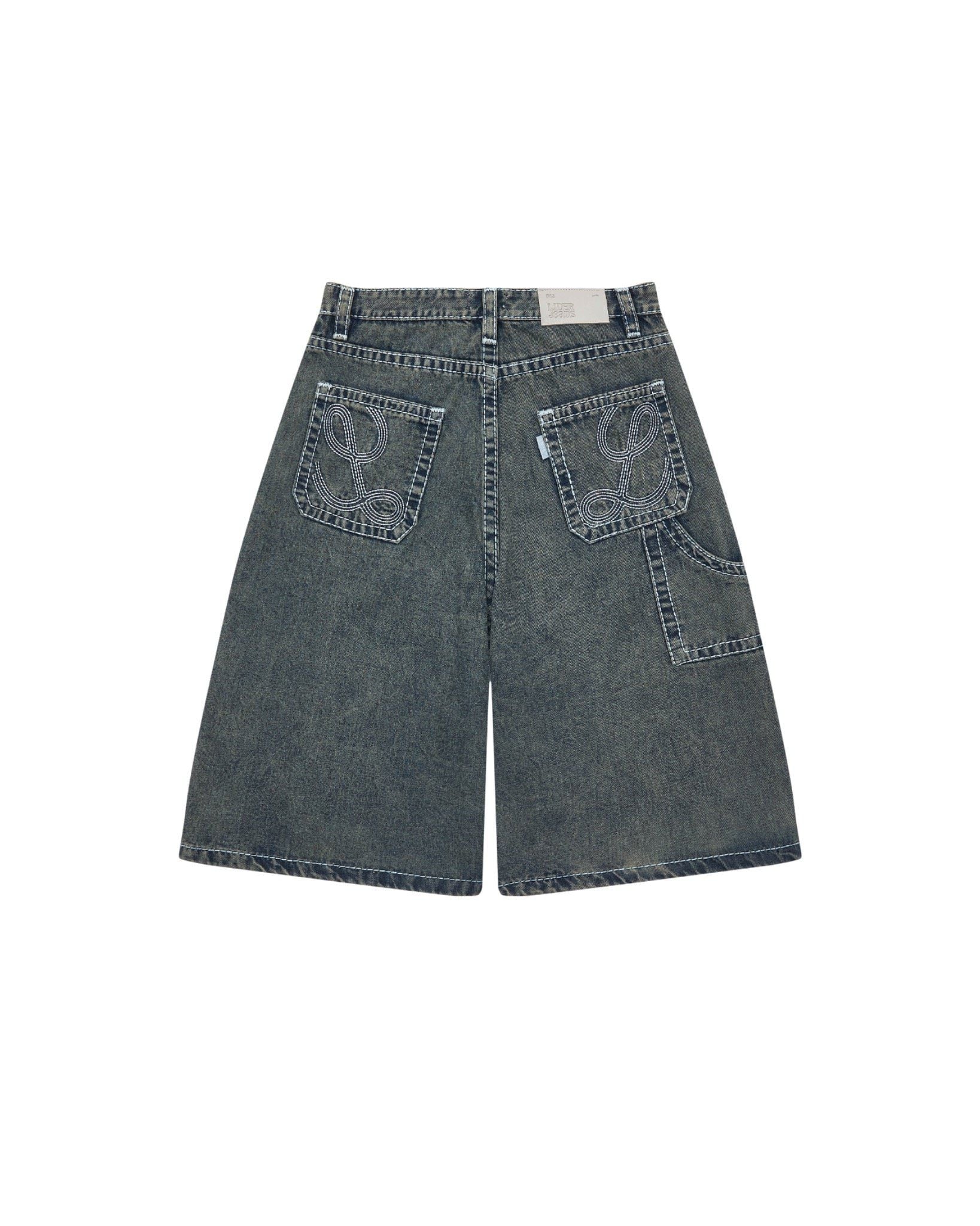 CARPENTER DENIM SHORTS - Stone Grey