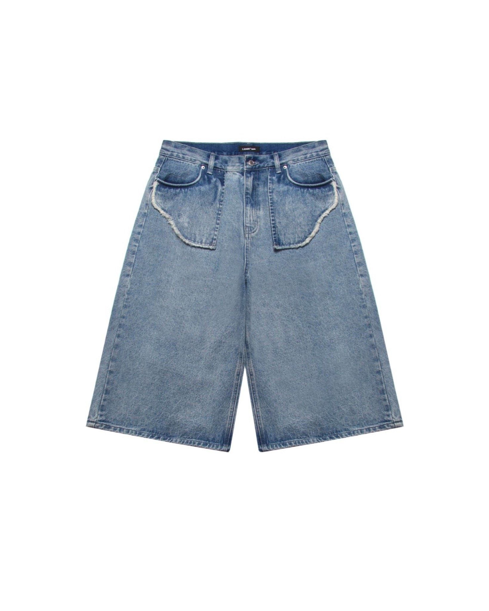 CARPENTER DENIM SHORTS - Light Blue