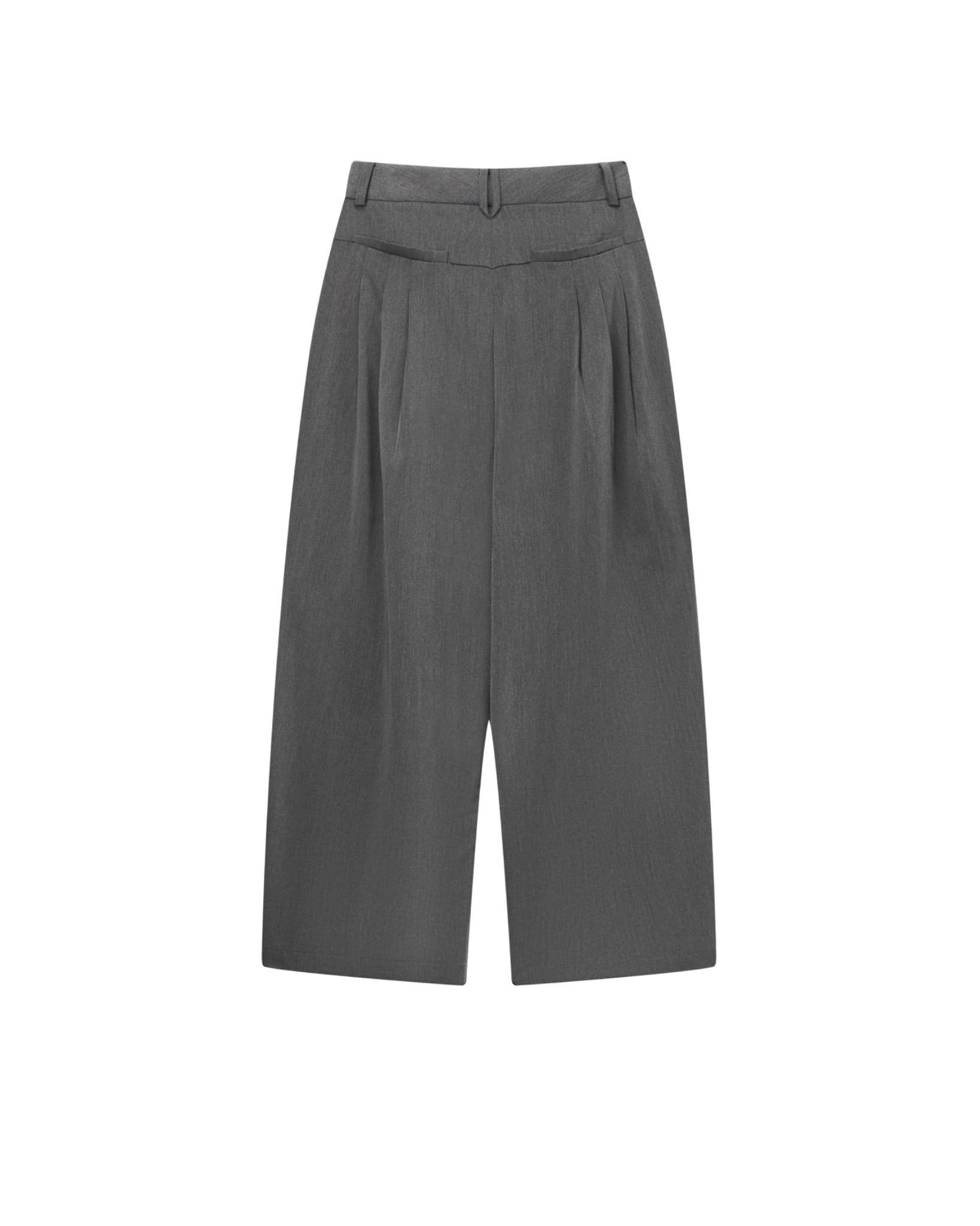 FLOW PLEAT TROUSERS - Mid Grey