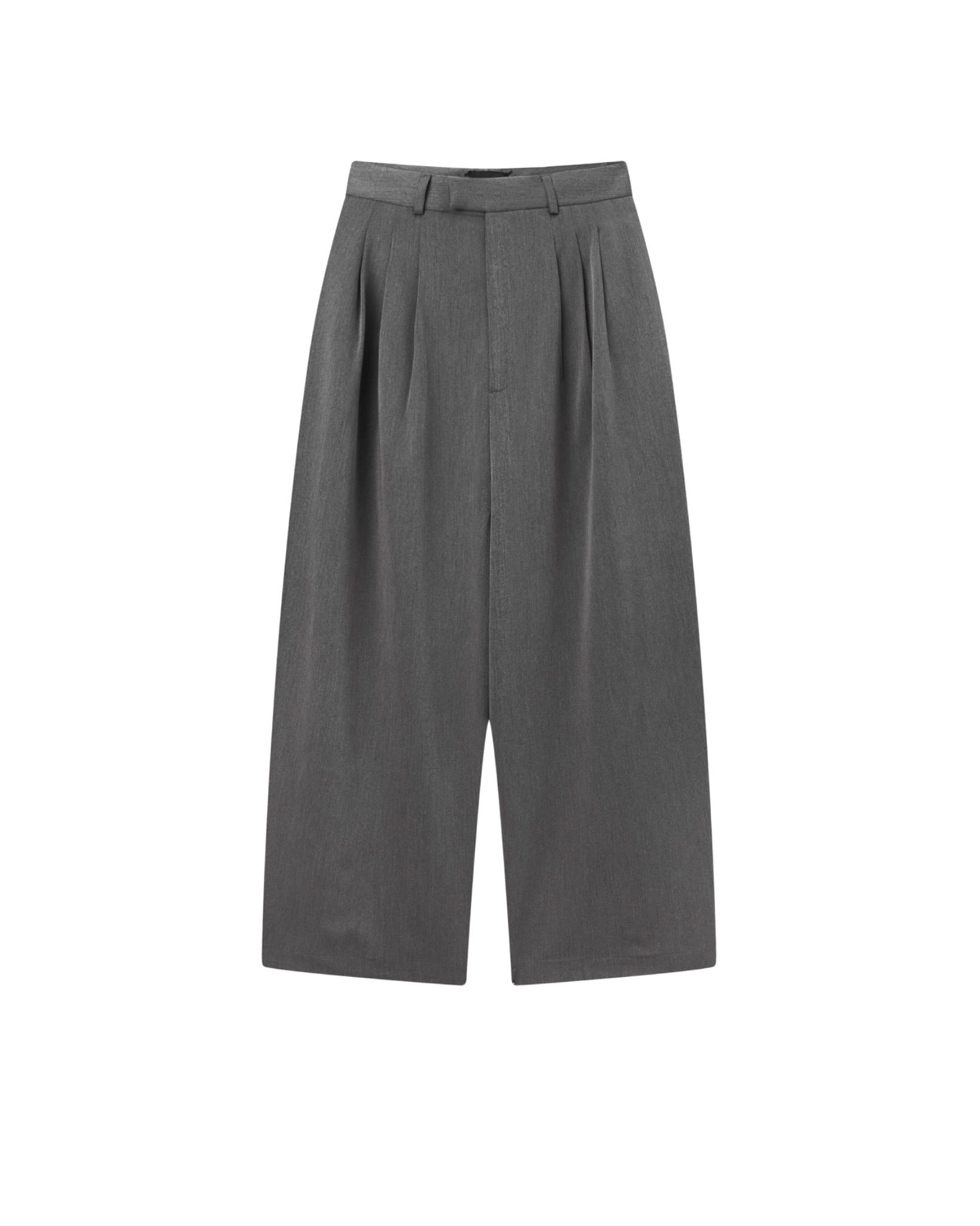 FLOW PLEAT TROUSERS - Mid Grey