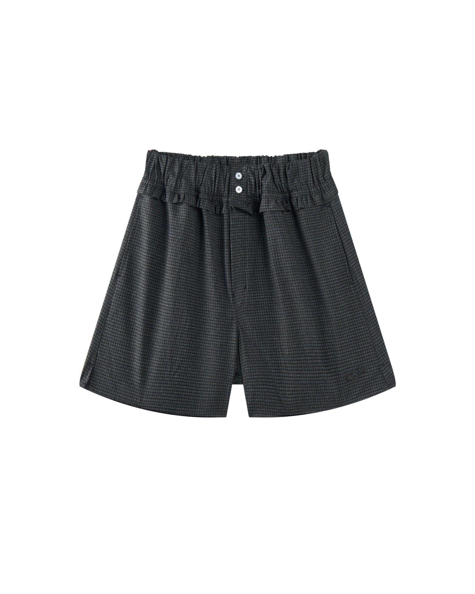 LAIDBACK CHECK SHORTS - Mono Black