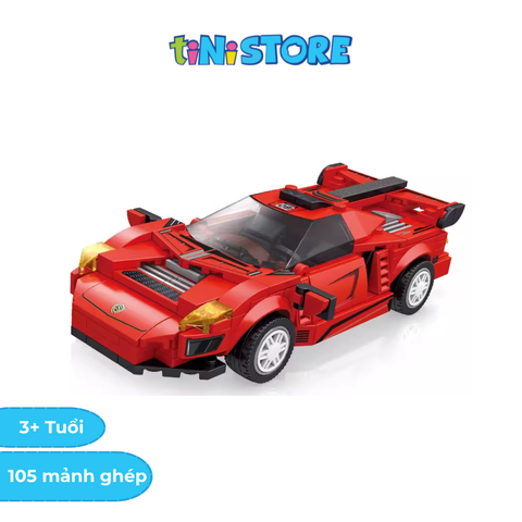  Đồ chơi lắp ráp xe đua tốc độ màu đỏ Value Toys 105 mảnh 