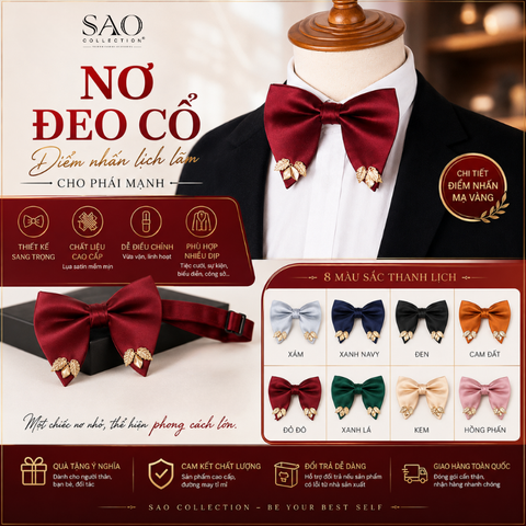 Nơ Đeo Cổ Nam Lịch Lãm – Nơ Cánh Bướm Nam Kiểu Dáng Lịch Lãm Dành Cho Tiệc Cưới & Biểu Diễn (NDC09)