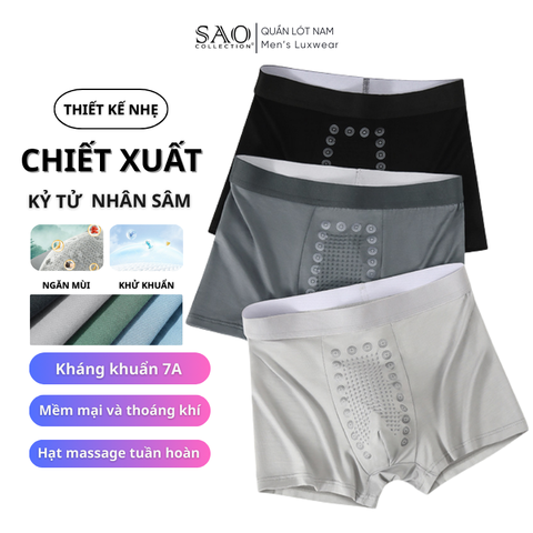 [Bộ 3] Quần Lót Nam Boxer Cao Cấp, Kháng Khuẩn 7A, Vải Mềm Mịn, Thoáng Khí, Không Bó Sát, Big Size Cho Nam | QLN-SB03