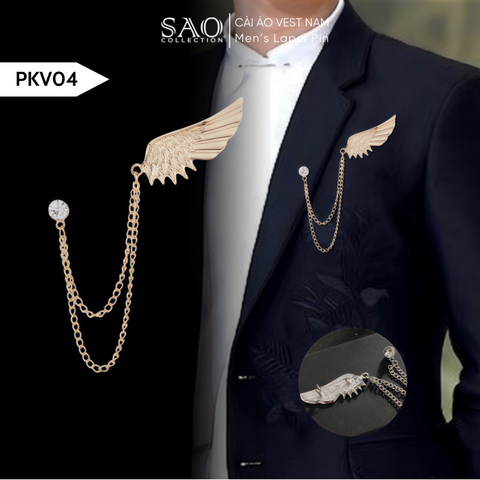 Cài Áo Vest Nam Tua Rua Dây Xích Cao Cấp – Ghim Cài Ve Áo Suit Sang Trọng, Tôn Phong Cách Quý Ông (PKV04)