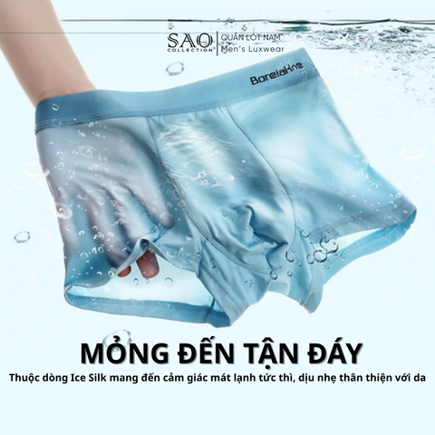 Quần Lót Nam Boxer Ice Silk Cao Cấp, Kháng Khuẩn 5A, Thoáng Khí, Rộng Rãi Thoải Mái | QLN-LW01