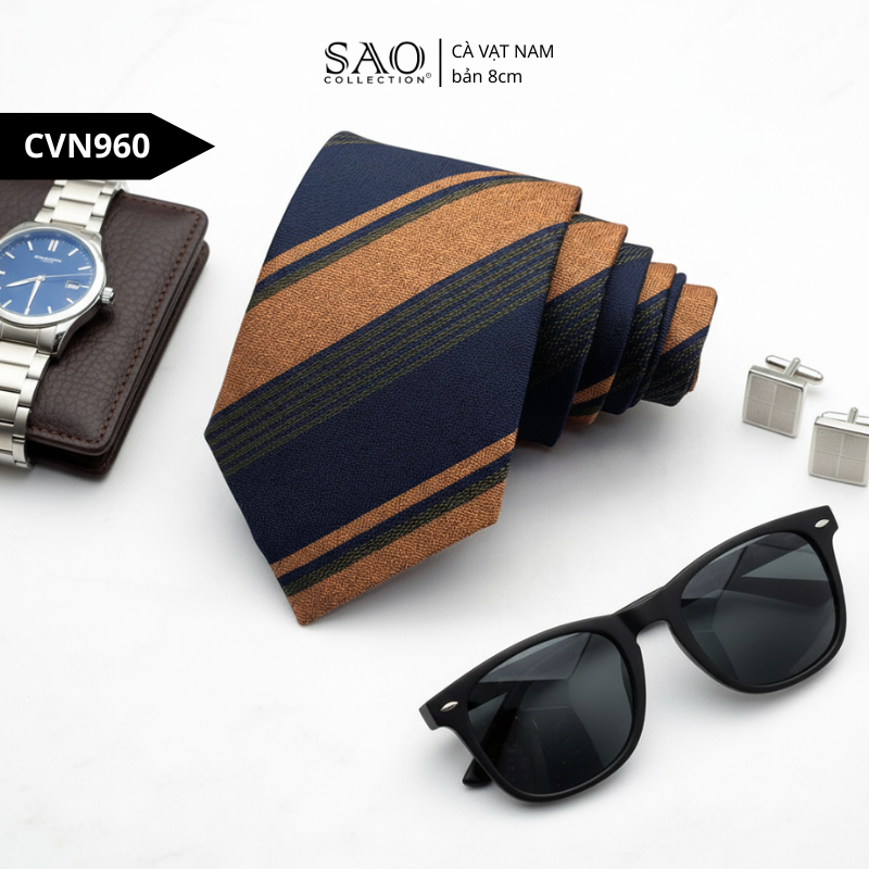 Cà Vạt Nam Lụa Cao Cấp Họa Tiết Sang Trọng Phong Cách Lịch Lãm Dành Cho Nam (CVN960)