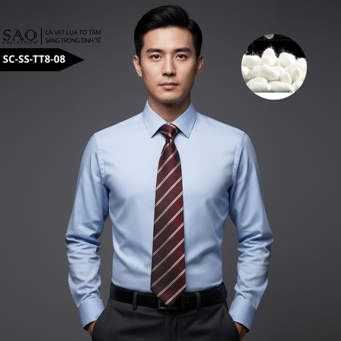 Cà Vạt Nam SAO Collection Lụa Tơ Tằm 8cm – Phong Cách Doanh Nhân Sang Trọng Tinh Tế (SCSSTT808)