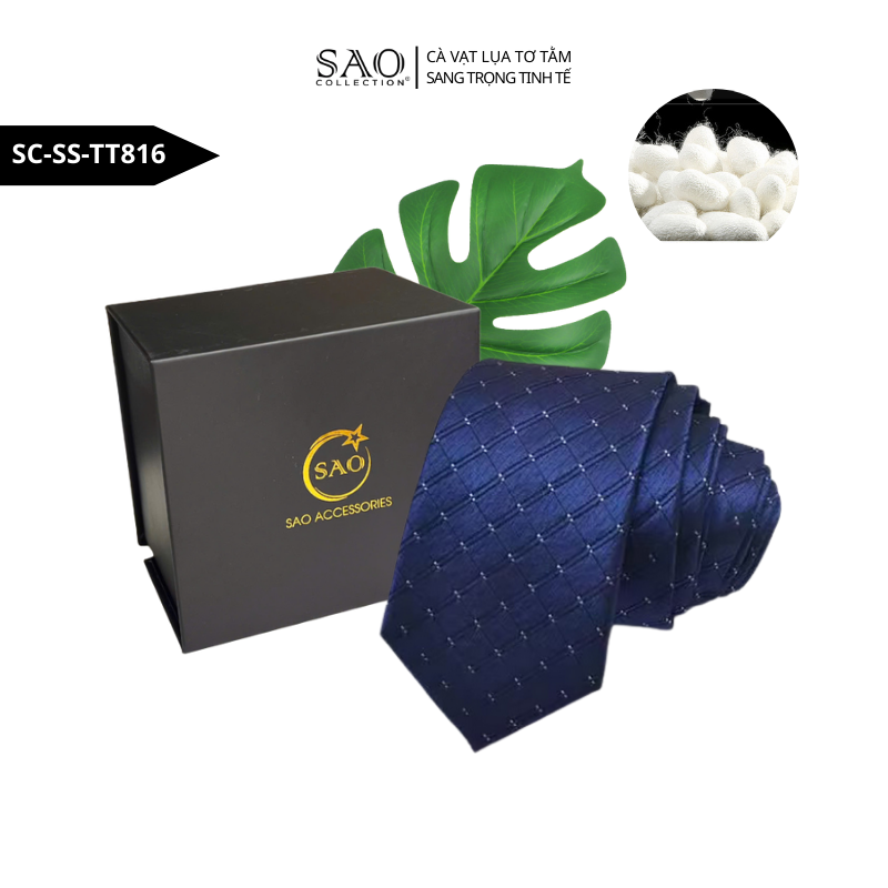 Cà Vạt Nam SAO Collection Lụa Tơ Tằm 100% Bản 8cm – Cà Vạt Công Sở, Dự Tiệc Cao Cấp – Mềm Mịn, Giữ Form Chuẩn (SCSSTT816)