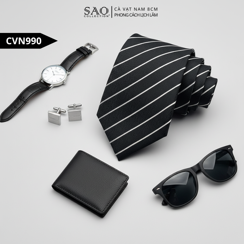 Cà Vạt Nam Lụa Cao Cấp Họa Tiết Sang Trọng Phong Cách Lịch Lãm Dành Cho Nam (CVN990)