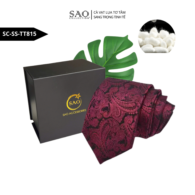 Cà Vạt Nam SAO Collection Lụa Tơ Tằm 100% 8cm – Dễ Phối, Gọn Gàng, Lịch Lãm Công Sở – Kèm Hộp Quà Tặng (SCSSTT815)