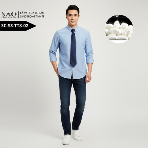 Cà Vạt Nam SAO Collection Lụa Tơ Tằm 8cm – Phong Cách Doanh Nhân Sang Trọng Tinh Tế (SCSSTT802)