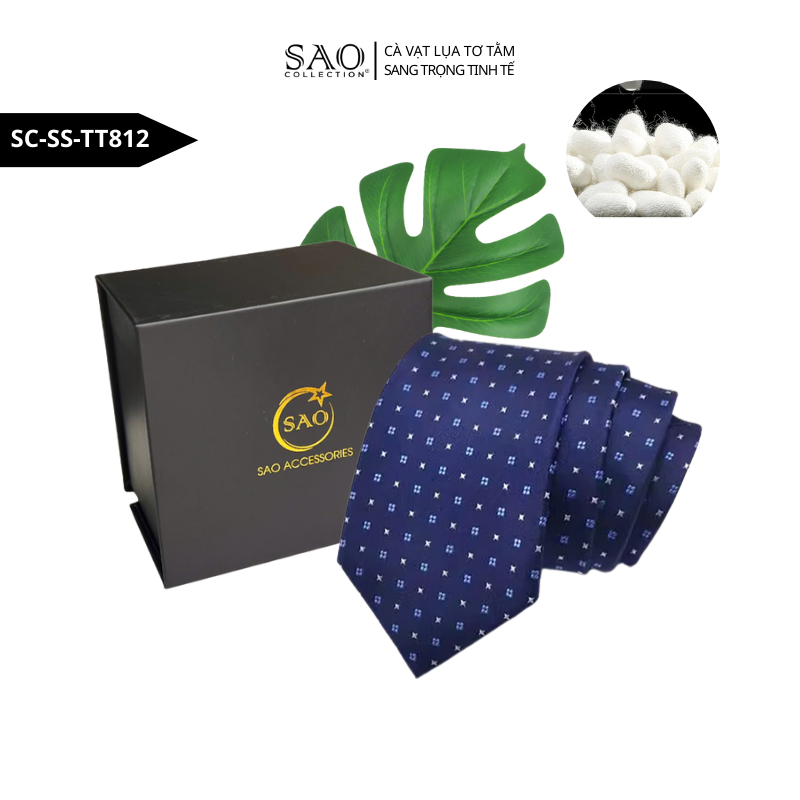 Cà Vạt Nam SAO Collection Lụa Tơ Tằm 100% Bản 8cm – Lịch Lãm, Dễ Phối Vest – Quà Tặng Nam Cao Cấp Kèm Hộp (SCSSTT812)