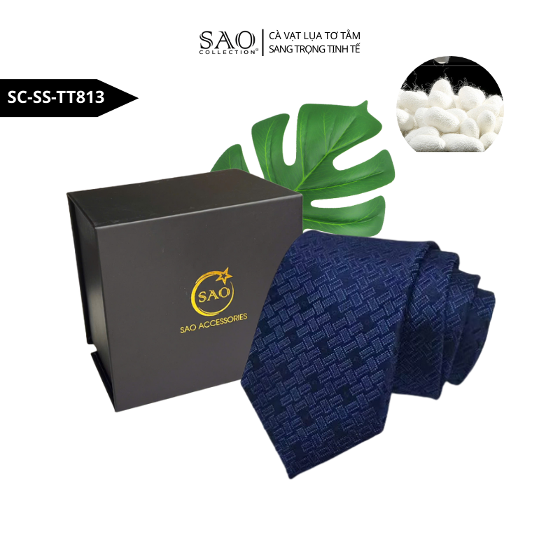 Cà Vạt Nam SAO Collection Lụa Tơ Tằm 100% 8cm – Phụ Kiện Vest Công Sở, Dự Tiệc – Lịch Lãm Chuẩn Quý Ông Kèm Hộp Quà (SCSSTT813)