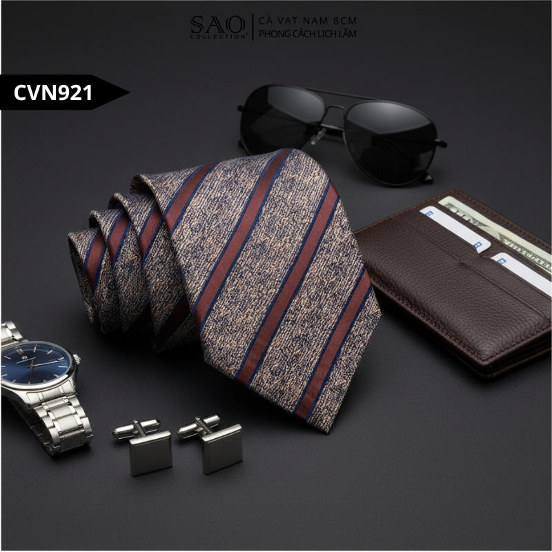 Cà Vạt Nam Lụa Cao Cấp Họa Tiết Sang Trọng Phong Cách Lịch Lãm Dành Cho Nam (CVN921)