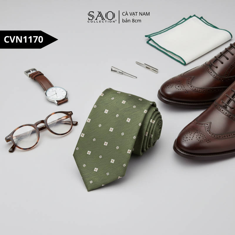 Cà Vạt Nam Lụa Tổng Hợp Bản 8cm Hoạ Tiết Kẻ Sọc Sang Trọng Dành Cho Nam (CVN1170)