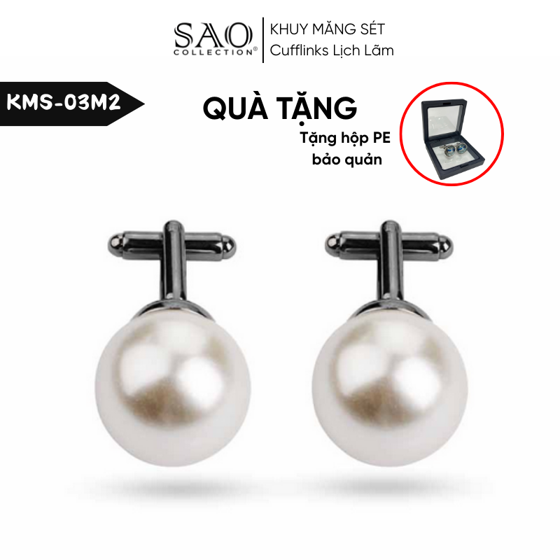Khuy Măng Sét Ngọc Trai Thời Trang – Phong Cách Pháp, Lịch Lãm Âu Châu (KMS03M2)