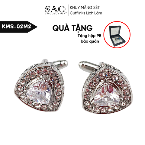Khuy Măng Sét Nam Pha Lê Tam Giác – Phong Cách Pháp Sang Trọng (KMS02M2)