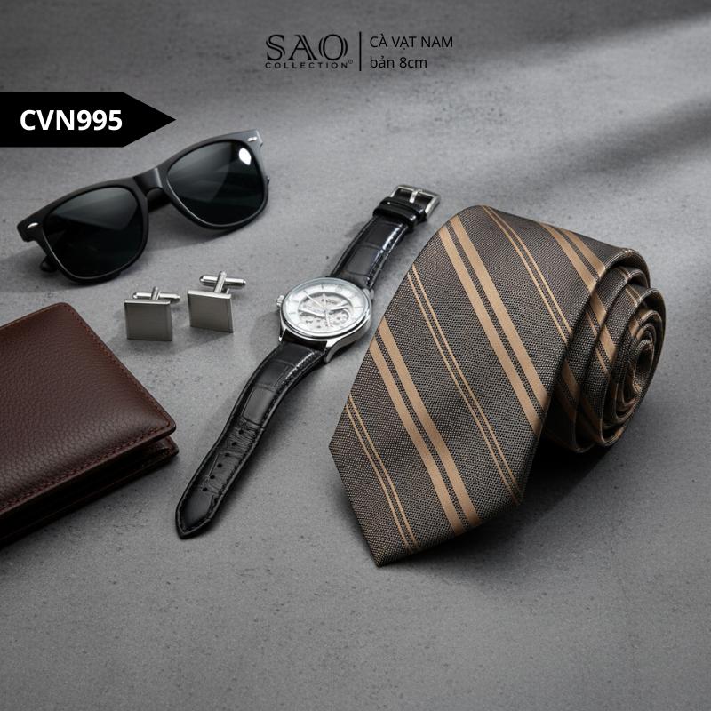 Cà Vạt Nam Lụa Cao Cấp Họa Tiết Sang Trọng Phong Cách Lịch Lãm Dành Cho Nam (CVN995)