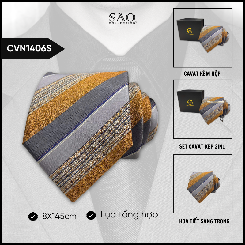 Cà Vạt Lụa Tổng Hợp Bản Lớn Hoạ Tiết Sang Trọng Dành Cho Nam (CVN1406S)