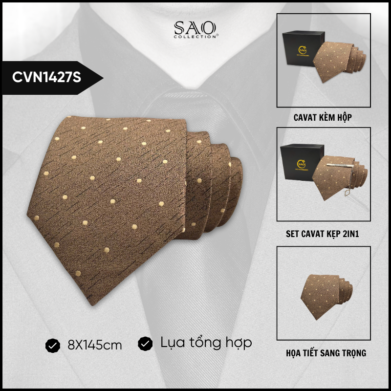 Cà Vạt Lụa Tổng Hợp Bản Lớn Hoạ Tiết Sang Trọng Dành Cho Nam (CVN1427S)