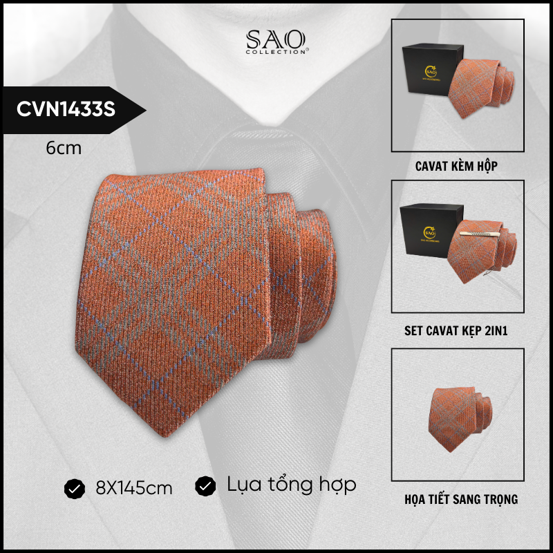 Cà Vạt Lụa Tổng Hợp Bản Lớn Hoạ Tiết Sang Trọng Dành Cho Nam (CVN1433S)