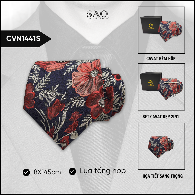 Cà Vạt Lụa Tổng Hợp Bản Lớn Hoạ Tiết Sang Trọng Dành Cho Nam (CVN1441S)