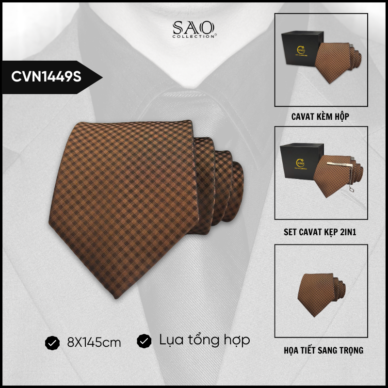 Cà Vạt Lụa Tổng Hợp Bản Lớn Hoạ Tiết Sang Trọng Dành Cho Nam (CVN1449S)