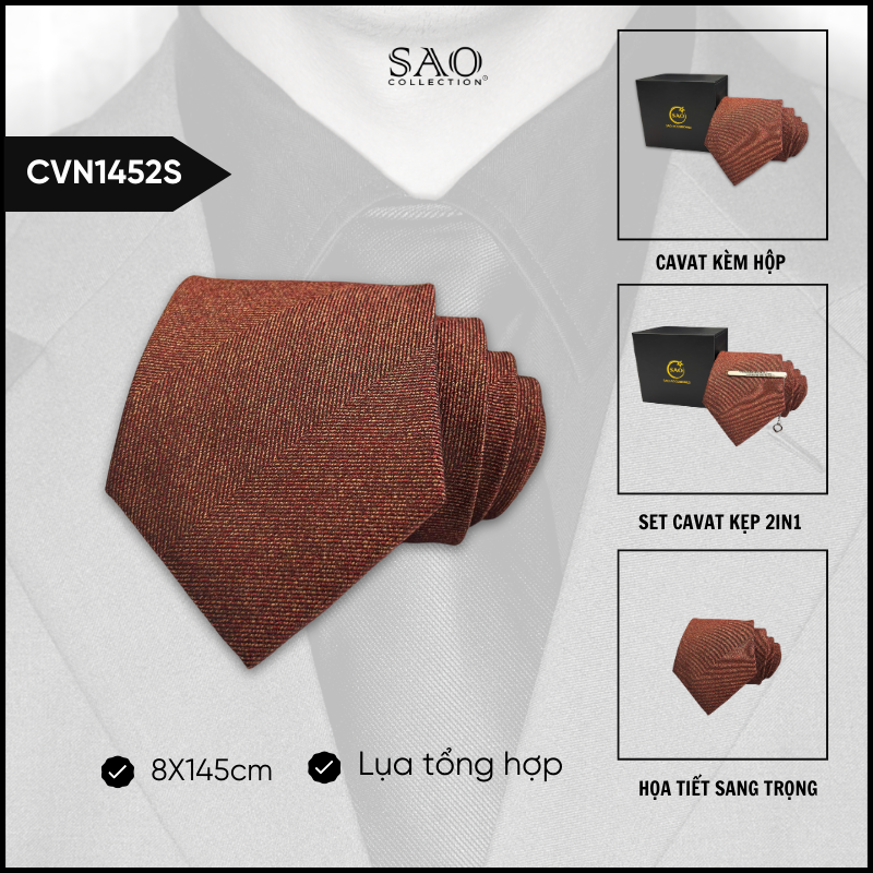 Cà Vạt Lụa Tổng Hợp Bản Lớn Hoạ Tiết Sang Trọng Dành Cho Nam (CVN1452S)