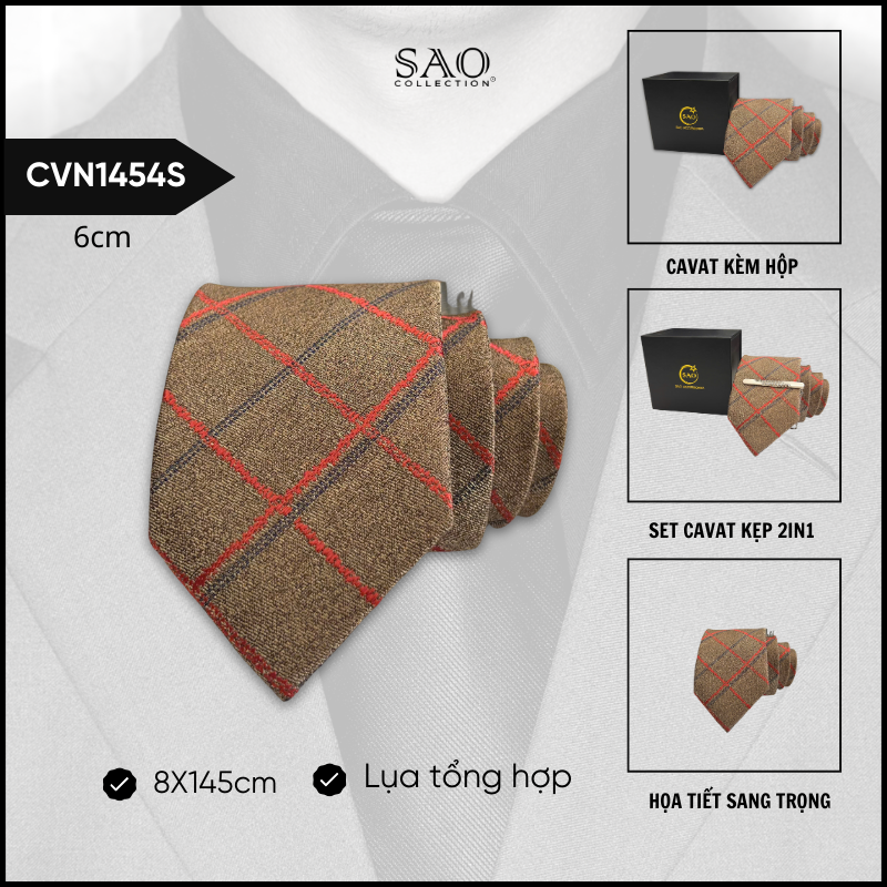 Cà Vạt Lụa Tổng Hợp Bản Lớn Hoạ Tiết Sang Trọng Dành Cho Nam (CVN1454S)