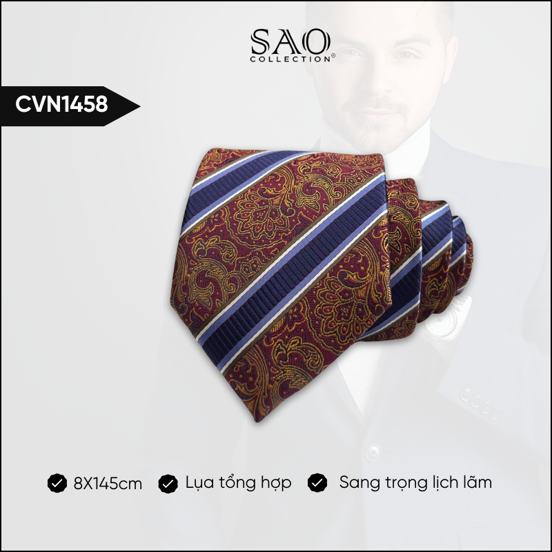 Cà Vạt Lụa Tổng Hợp Bản Lớn Hoạ Tiết Sang Trọng Dành Cho Nam (CVN1458)