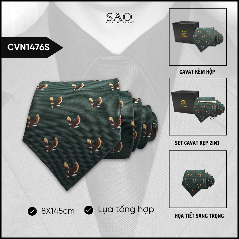 Cà Vạt Lụa Tổng Hợp Bản Lớn Hoạ Tiết Sang Trọng Dành Cho Nam (CVN1476S)
