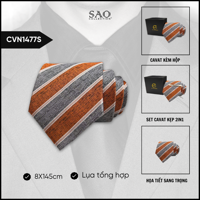 Cà Vạt Lụa Tổng Hợp Bản Lớn Hoạ Tiết Sang Trọng Dành Cho Nam (CVN1477S)