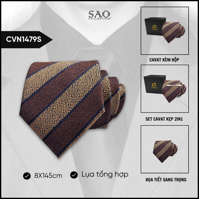 Cà Vạt Lụa Tổng Hợp Bản Lớn Hoạ Tiết Sang Trọng Dành Cho Nam (CVN1479S)
