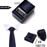 Bộ Quà Tặng Cà Vạt Nam Cao Cấp – 4 Món Cà Vạt, Khăn Vest, Kẹp, Khuy Măng Sét CVQTHB170