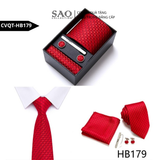 Bộ Quà Tặng Cà Vạt Nam Cao Cấp – 4 Món Cà Vạt, Khăn Vest, Kẹp, Khuy Măng Sét CVQTHB179