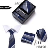 Bộ Quà Tặng Cà Vạt Nam Cao Cấp – 4 Món Cà Vạt, Khăn Vest, Kẹp, Khuy Măng Sét CVQTHB196