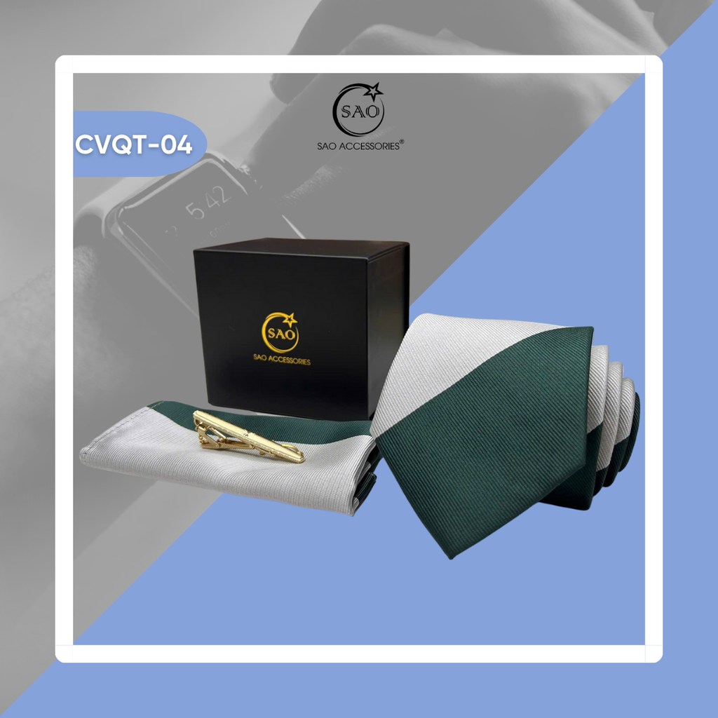 Bộ Quà Tặng Cà Vạt Nam Cao Cấp 3 Món – Phù Hợp Đi Làm, Dự Tiệc, Tặng Sếp (CVQT04)