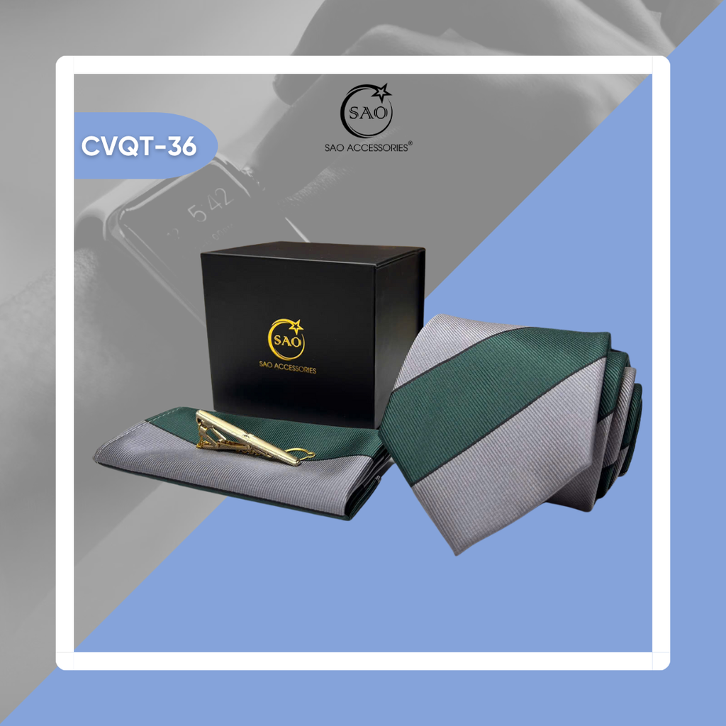 Bộ Quà Tặng Cà Vạt Nam Cao Cấp 3 Món – Phù Hợp Đi Làm, Dự Tiệc, Tặng Sếp (CVQT36)