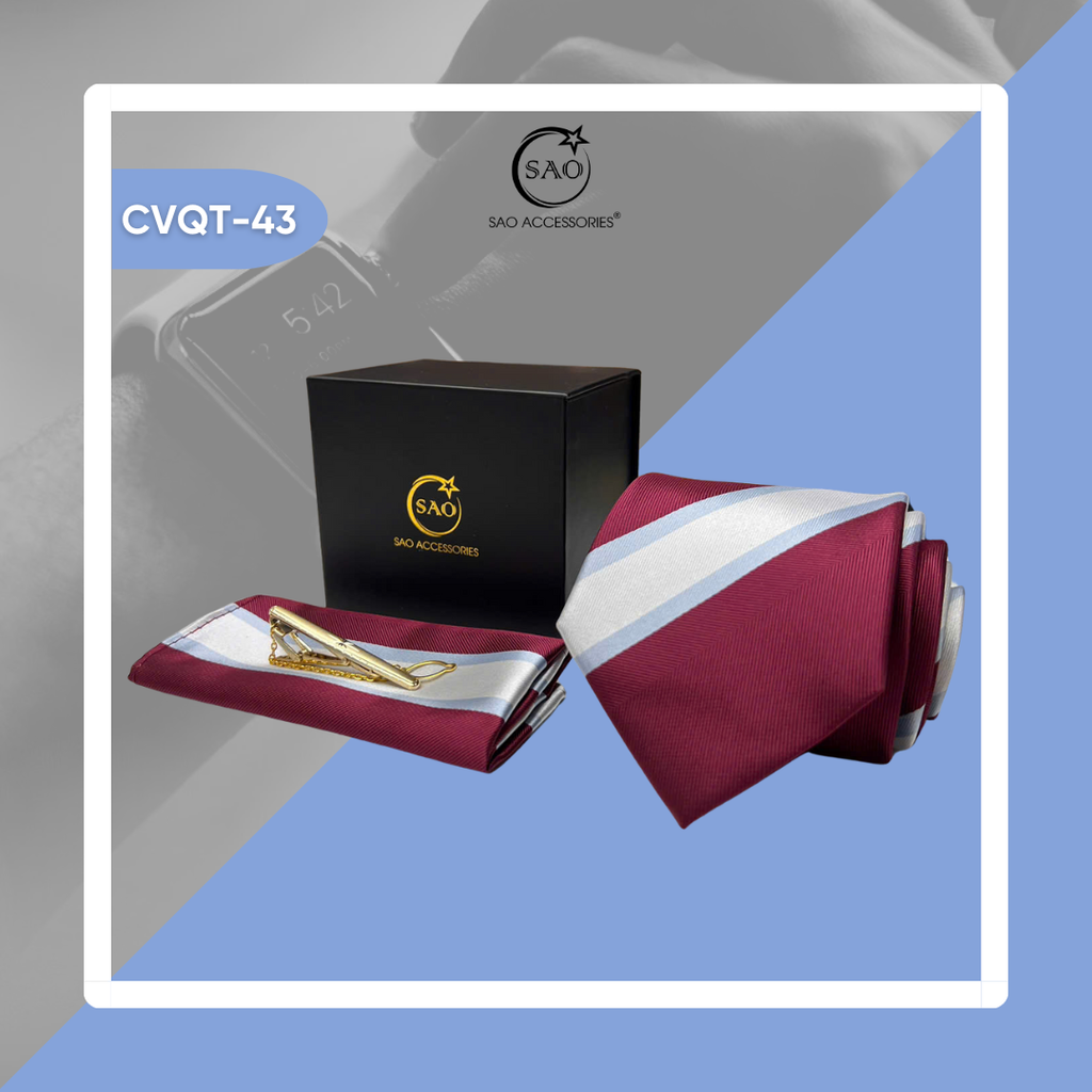 Bộ Quà Tặng Cà Vạt Nam Cao Cấp 3 Món – Phù Hợp Đi Làm, Dự Tiệc, Tặng Sếp (CVQT43)
