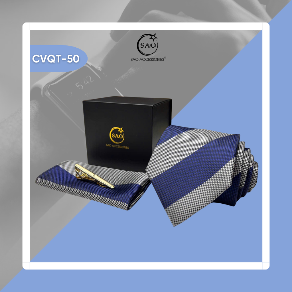 Bộ Quà Tặng Cà Vạt Nam Cao Cấp 3 Món – Phù Hợp Đi Làm, Dự Tiệc, Tặng Sếp (CVQT50)