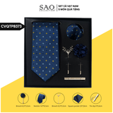 Cà Vạt Nam Combo 5 Món Cao Cấp – Cà Vạt Lụa, Khăn, Kẹp, Ghim, Măng Sét – Phụ Kiện Vest Quà Tặng Lịch Lãm (CVQTPB373)