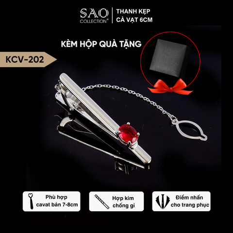 Kẹp Cà Vạt Nam Cao Cấp – Kẹp Vest Đính Đá Pha Lê & Zircon Lấp Lánh, Kèm Hộp Quà Tặng (KCV202)