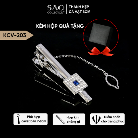 Kẹp Cà Vạt Nam Cao Cấp – Kẹp Vest Đính Đá Pha Lê & Zircon Lấp Lánh, Kèm Hộp Quà Tặng (KCV203)
