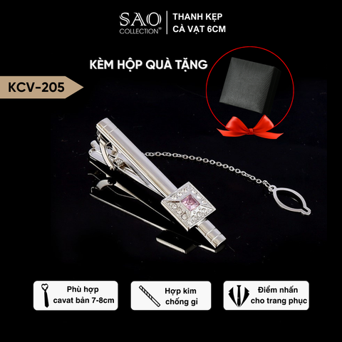Kẹp Cà Vạt Nam Cao Cấp – Kẹp Vest Đính Đá Pha Lê & Zircon Lấp Lánh, Kèm Hộp Quà Tặng (KCV205)