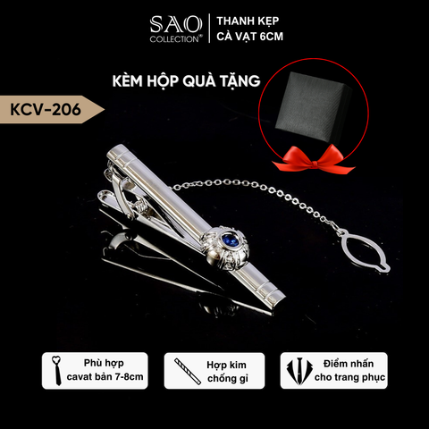 Kẹp Cà Vạt Nam Cao Cấp – Kẹp Vest Đính Đá Pha Lê & Zircon Lấp Lánh, Kèm Hộp Quà Tặng (KCV206)